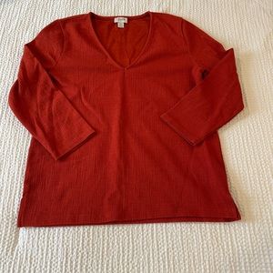 J Crew women’s orange red 3/4 sleeve top size extra small XS